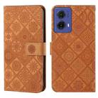 For Motorola Moto G85 Ethnic Style Embossed Pattern Leather Phone Case(Brown) - 1