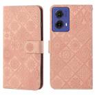 For Motorola Moto G85 Ethnic Style Embossed Pattern Leather Phone Case(Pink) - 1