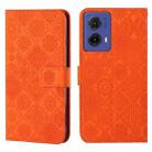 For Motorola Moto G85 Ethnic Style Embossed Pattern Leather Phone Case(Orange) - 1