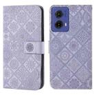 For Motorola Moto G85 Ethnic Style Embossed Pattern Leather Phone Case(Purple) - 1