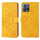 For Motorola Moto S30 Pro Ethnic Style Embossed Pattern Leather Phone Case(Yellow) - 1