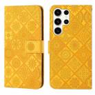 For Samsung Galaxy S24 Ultra 5G Ethnic Style Embossed Pattern Leather Phone Case(Yellow) - 1