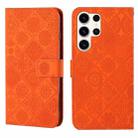 For Samsung Galaxy S24 Ultra 5G Ethnic Style Embossed Pattern Leather Phone Case(Orange) - 1
