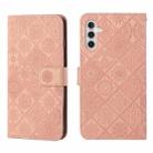 For Samsung Galaxy A35 Ethnic Style Embossed Pattern Leather Phone Case(Pink) - 1