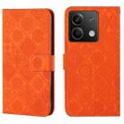 For Xiaomi Redmi Note 13 Ethnic Style Embossed Pattern Leather Phone Case(Orange) - 1