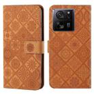 For Xiaomi 13T Ethnic Style Embossed Pattern Leather Phone Case(Brown) - 1