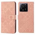 For Xiaomi 13T Ethnic Style Embossed Pattern Leather Phone Case(Pink) - 1