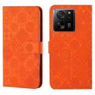 For Xiaomi 13T Ethnic Style Embossed Pattern Leather Phone Case(Orange) - 1