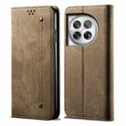 For OnePlus 12 Denim Texture Casual Style Horizontal Flip Leather Case(Khaki) - 1