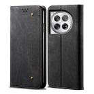 For OnePlus 12 Denim Texture Casual Style Horizontal Flip Leather Case(Black) - 1