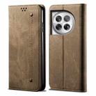 For OnePlus Ace 3 Denim Texture Casual Style Horizontal Flip Leather Case(Khaki) - 1