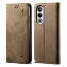 For OnePlus Ace 3V Denim Texture Casual Style Horizontal Flip Leather Case(Khaki) - 1