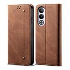 For OnePlus Ace 3V / Nord CE4 Denim Texture Casual Style Horizontal Flip Leather Case(Brown) - 1
