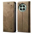 For OnePlus Ace 3 Pro Denim Texture Casual Style Horizontal Flip Leather Case(Khaki) - 1