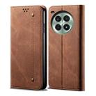 For OnePlus Ace 3 Pro Denim Texture Casual Style Horizontal Flip Leather Case(Brown) - 1