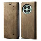 For OnePlus 13 Denim Texture Casual Style Horizontal Flip Leather Case(Khaki) - 1