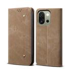 For OnePlus 13s 5G Denim Texture Casual Style Horizontal Flip Leather Case(Khaki) - 1