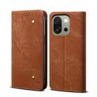 For OnePlus 13s 5G Denim Texture Casual Style Horizontal Flip Leather Case(Brown) - 1