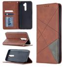 For Oppo A5 (2020) / A9 (2020) Rhombus Texture Horizontal Flip Magnetic Leather Case with Holder & Card Slots(Brown) - 1