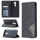 For Oppo A5 (2020) / A9 (2020) Rhombus Texture Horizontal Flip Magnetic Leather Case with Holder & Card Slots(Black) - 1