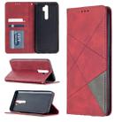 For Oppo A5 (2020) / A9 (2020) Rhombus Texture Horizontal Flip Magnetic Leather Case with Holder & Card Slots(Red) - 1