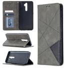 For Oppo A5 (2020) / A9 (2020) Rhombus Texture Horizontal Flip Magnetic Leather Case with Holder & Card Slots(Grey) - 1