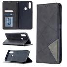 For Oppo A31 (2020) / A81 Rhombus Texture Horizontal Flip Magnetic Leather Case with Holder & Card Slots(Black) - 1