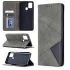 For Samsung Galaxy A21s Rhombus Texture Horizontal Flip Magnetic Leather Case with Holder & Card Slots(Grey) - 1