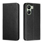 For Xiaomi Redmi 13C Carbon Fiber Texture Flip Holder Leather Phone Case(Black) - 1