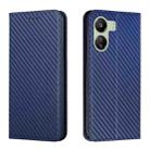 For Xiaomi Redmi 13C Carbon Fiber Texture Flip Holder Leather Phone Case(Blue) - 1