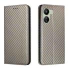 For Xiaomi Redmi 13C Carbon Fiber Texture Flip Holder Leather Phone Case(Grey) - 1