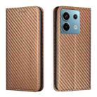 For Xiaomi Redmi Note 13 Pro 5G Carbon Fiber Texture Flip Holder Leather Phone Case(Brown) - 1