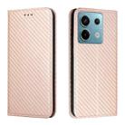 For Xiaomi Redmi Note 13 Pro 5G Carbon Fiber Texture Flip Holder Leather Phone Case(Rose Gold) - 1