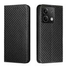 For Xiaomi Redmi Note 13 Carbon Fiber Texture Flip Holder Leather Phone Case(Black) - 1