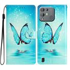 For Blackview A55 Pro Colored Drawing Leather Phone Case(Blue Butterfly) - 1