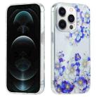 For iPhone 12 Pro Electroplated Symphony Phone Case(White Blue Flower) - 1