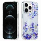 For iPhone 12 Pro Max Electroplated Symphony Phone Case(White Blue Flower) - 1