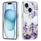 For iPhone 15 Electroplated Symphony Phone Case(White Purple Flower) - 1