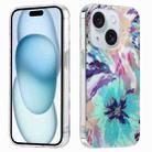 For iPhone 15 Plus Electroplated Symphony Phone Case(Watercolor Flower) - 1