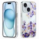 For iPhone 15 Plus Electroplated Symphony Phone Case(White Purple Flower) - 1