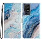 For TCL 40 SE Colored Drawing Leather Phone Case(Blue Marble) - 1