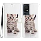 For TCL 40 SE Colored Drawing Leather Phone Case(Little Tabby Cat) - 1