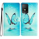 For TCL 403 Colored Drawing Leather Phone Case(Blue Butterfly) - 1
