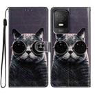 For TCL 403 Colored Drawing Leather Phone Case(Sunglasses Cat) - 1