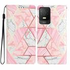 For TCL 403 Colored Drawing Leather Phone Case(Pink Marble) - 1