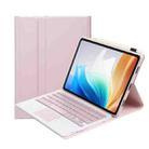 For OPPO Pad Air2 11.4 inch OP14-A TPU Ultra-thin Detachable Bluetooth Keyboard Leather Case with Touchpad(Pink) - 1