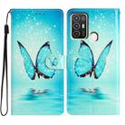 For ZTE Blade A52 Colored Drawing Leather Phone Case(Blue Butterfly) - 1