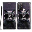 For ZTE Blade A52 Colored Drawing Leather Phone Case(Sunglasses Cat) - 1