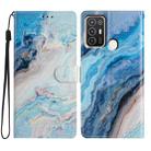 For ZTE Blade A52 Colored Drawing Leather Phone Case(Blue Marble) - 1