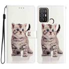 For ZTE Blade A52 Colored Drawing Leather Phone Case(Little Tabby Cat) - 1